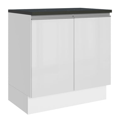 Bajo Mesada 80 cm 2 Puertas (Con Mesada) 100% MDF Brillante Blanco Acordes Madesa