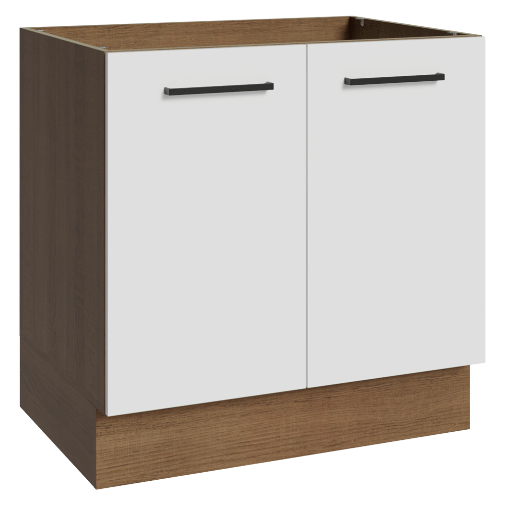 Bajo Mesada 80 cm 2 Puertas Sin Mesada Marrón/Blanco Agata Madesa