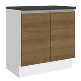 Bajo Mesada Cocina 100% MDF 80 cm 2 Puertas Blanco/Marrón Acordes Madesa