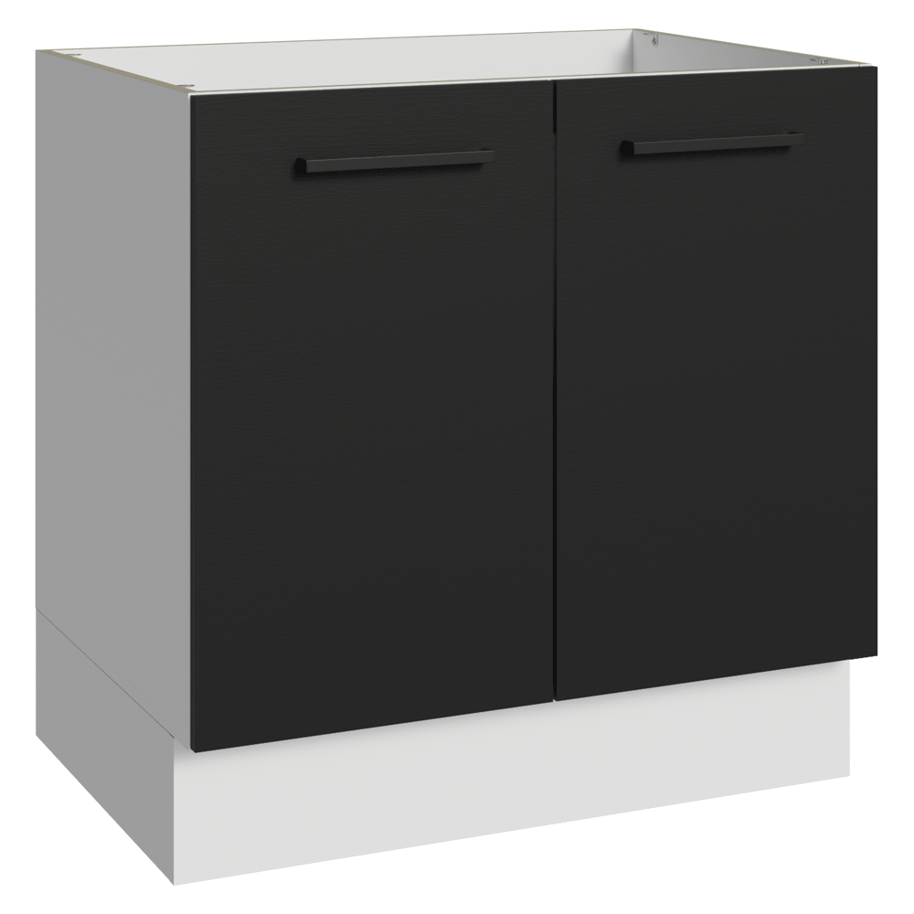 Bajo Mesada 80 cm 2 Puertas Sin Mesada Blanco/Negro Agata Madesa
