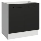 Bajo Mesada 80 cm 2 Puertas Sin Mesada Blanco/Negro Agata Madesa