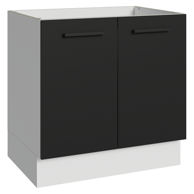 Bajo Mesada 80 cm 2 Puertas Sin Mesada Blanco/Negro Agata Madesa