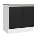 Bajo Mesada 80 cm 2 Puertas Blanco/Negro Glamy Madesa