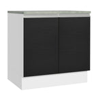 Bajo Mesada 80 cm 2 Puertas Blanco/Negro Glamy Madesa