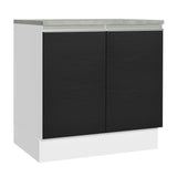 Bajo Mesada Cocina Madesa Glamy 80cm 2 Puertas Blanco/Negro