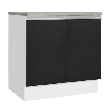 Bajo Mesada 80 cm 2 Puertas Blanco/Negro Glamy Madesa