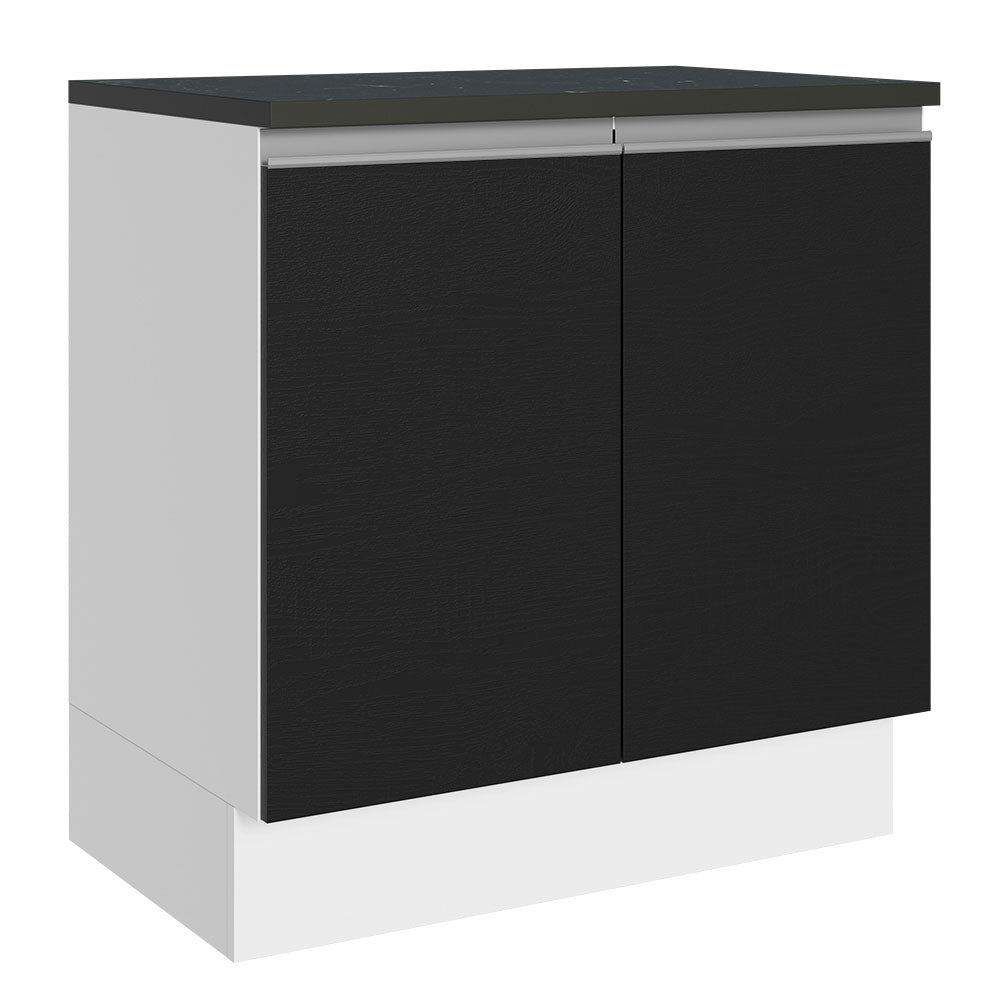 Bajo Mesada Cocina 100% MDF 80 cm 2 Puertas Blanco/Negro Acordes Madesa