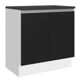 Bajo Mesada Cocina 100% MDF 80 cm 2 Puertas Blanco/Negro Acordes Madesa