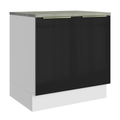 Bajo Mesada 80 cm 2 Puertas (Con Mesada) Blanco/Negro Lux Madesa
