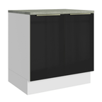 Bajo Mesada 80 cm 2 Puertas (Con Mesada) Blanco/Negro Lux Madesa