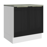 Bajo Mesada de Cocina 80 cm 2 Puetas Blanco/Negro Lux Madesa