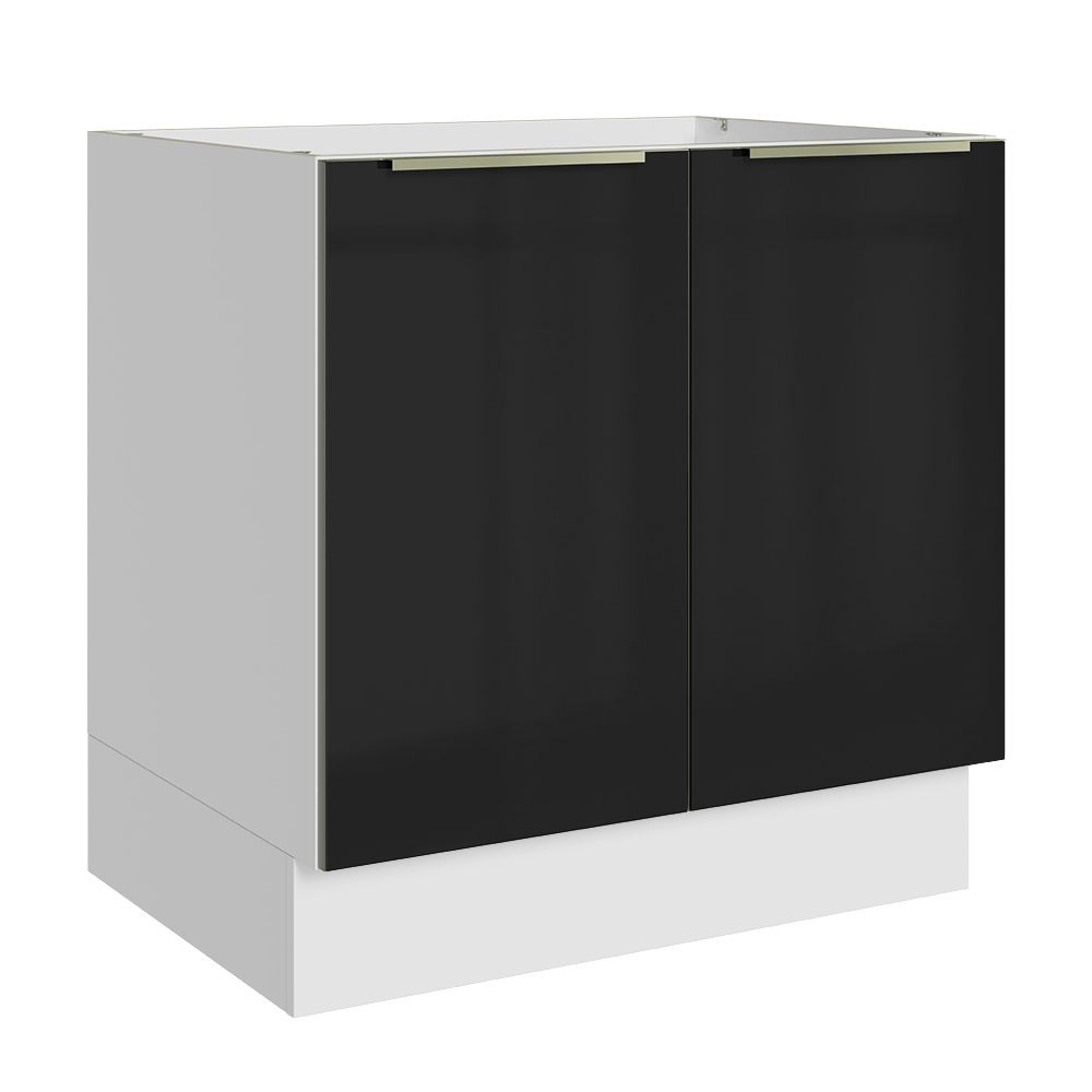 Bajo Mesada de Cocina 80 cm 2 Puetas (Sin Mesada) Blanco/Negro Lux Madesa