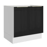 Bajo Mesada de Cocina 80 cm 2 Puetas (Sin Mesada) Blanco/Negro Lux Madesa