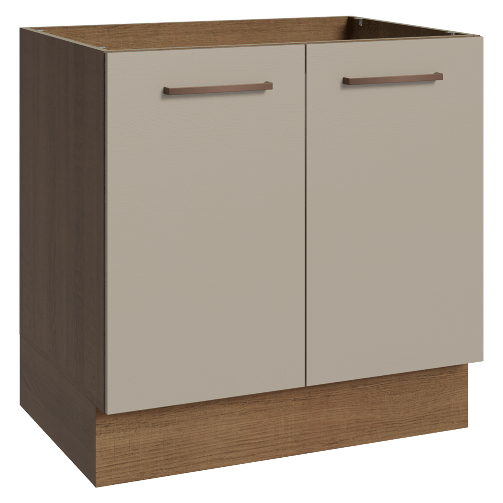 Bajo Mesada 80 cm 2 Puertas Sin Mesada Marrón/Crema Agata Madesa
