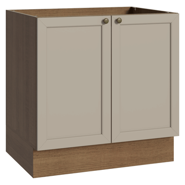 Bajo Mesada 80 cm 2 Puertas Sin Mesada Marrón/Crema Vik Madesa