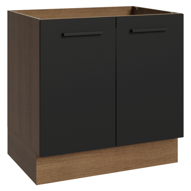 Bajo Mesada 80 cm 2 Puertas Sin Mesada Marrón/Negro Agata Madesa