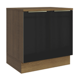 Bajo Mesada de Cocina 80 cm 2 Puetas (Con Mesada) Marrón/Negro Lux Madesa