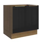 Bajo Mesada de Cocina 80 cm 2 Puetas (Sin Mesada) Marrón/Negro Lux Madesa