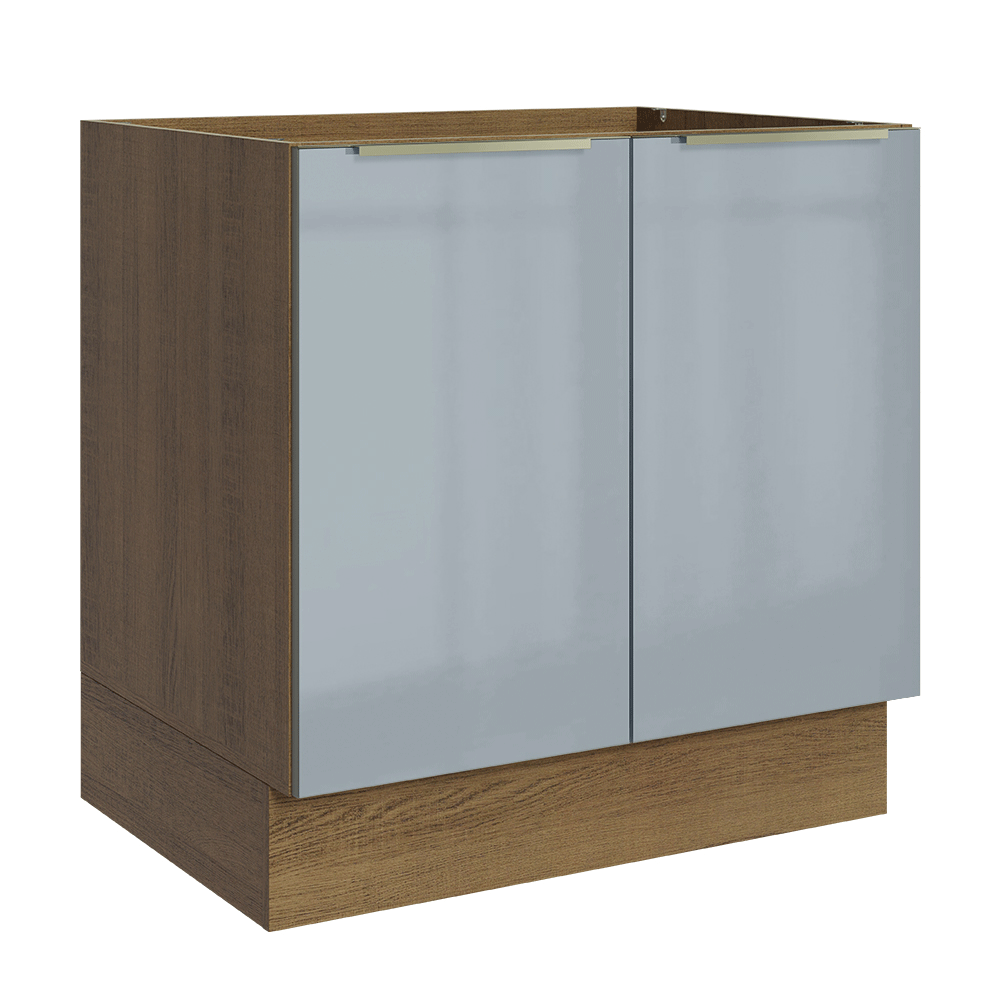 Bajo Mesada de Cocina 80 cm 2 Puetas (Sin Mesada) Marrón/Gris Lux Madesa