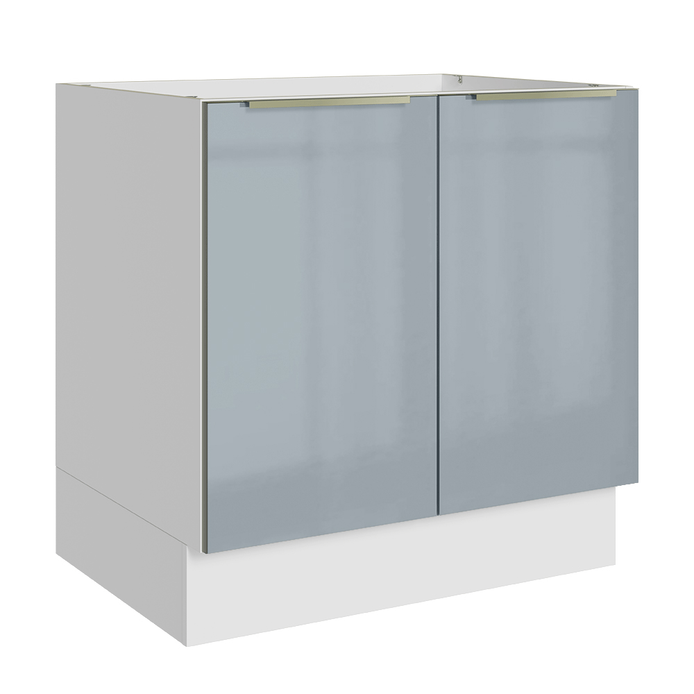 Bajo Mesada de Cocina 80 cm 2 Puetas (Sin Mesada) Blanco/Gris Lux Madesa