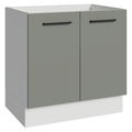 Bajo Mesada 80 cm 2 Puertas Sin Mesada Blanco/Gris Agata Madesa