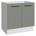 Bajo Mesada 80 cm 2 Puertas Sin Mesada Blanco/Gris Agata Madesa