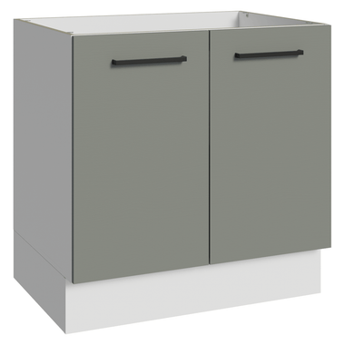 Bajo Mesada 80 cm 2 Puertas Sin Mesada Blanco/Gris Agata Madesa
