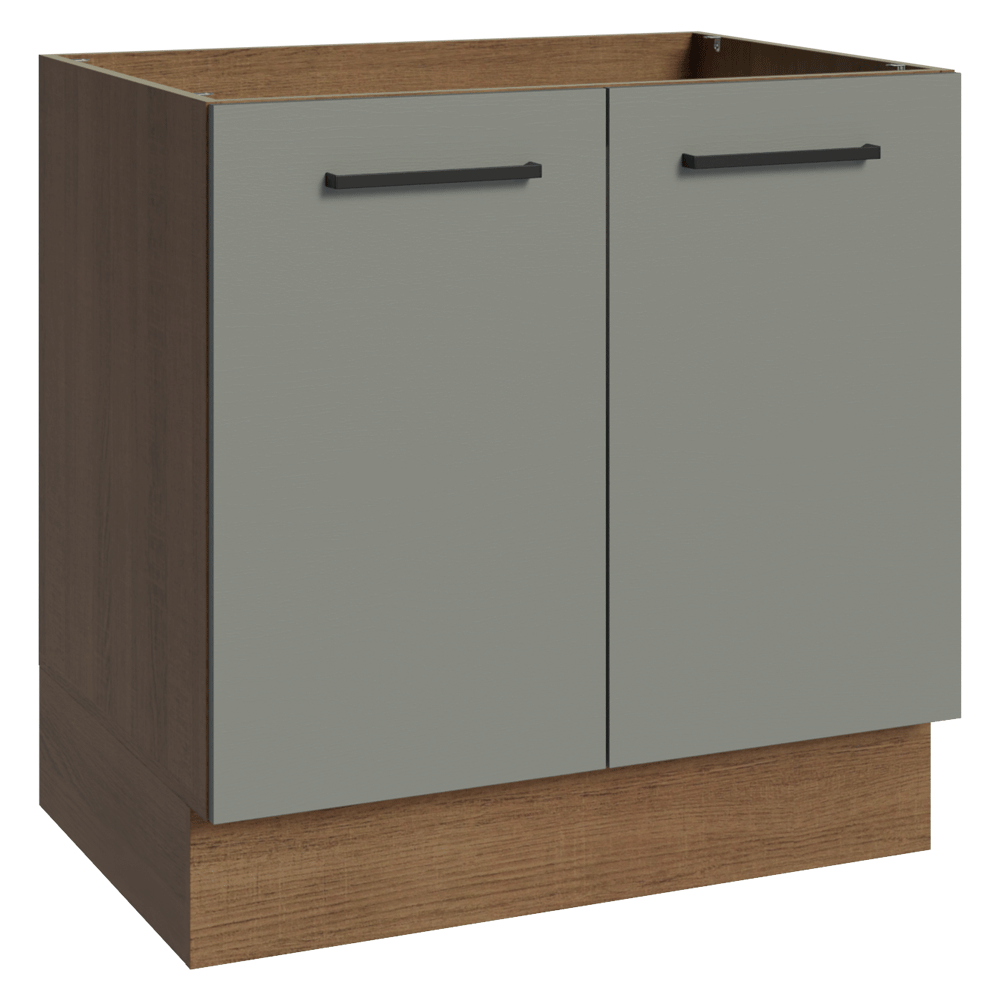 Bajo Mesada 80 cm 2 Puertas Sin Mesada Marrón/Gris Agata Madesa