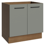 Bajo Mesada 80 cm 2 Puertas Sin Mesada Marrón/Gris Agata Madesa
