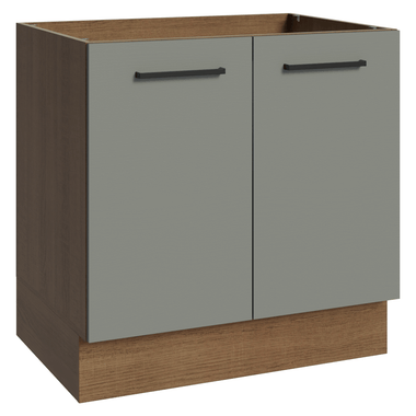 Bajo Mesada 80 cm 2 Puertas Sin Mesada Marrón/Gris Agata Madesa