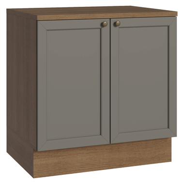 Bajo Mesada 80 cm 2 Puertas Marrón/Gris Vik Madesa