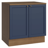 Bajo Mesada de Cocina 80 cm 2 Puertas Marrón/Azul Vik Madesa