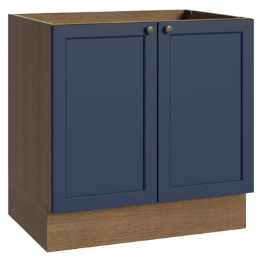 Bajo Mesada 80 cm 2 Puertas Sin Mesada Marrón/Azul Vik Madesa
