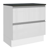 Bajo Mesada Cocina 100% MDF 80 cm 2 Cajones Frentes Blanco Brillante Acordes Madesa