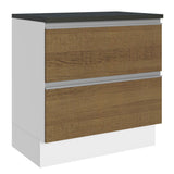 Bajo Mesada Cocina 100% MDF 80 cm 2 Cajones Blanco/Marrón Acordes Madesa