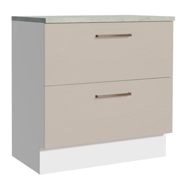Bajo Mesada 80 cm 2 Cajones Blanco/Crema Agata Madesa