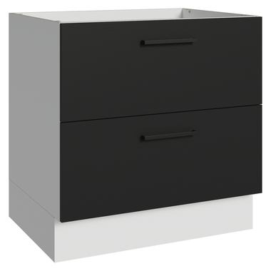Bajo Mesada 80 cm 2 Cajones Sin Mesada Blanco/Negro Agata Madesa