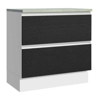 Bajo Mesada 80 cm 2 Cajones Blanco/Negro Glamy Madesa