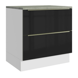 Bajo Mesada de Cocina 80 cm 2 Cajones Blanco/Negro Lux Madesa