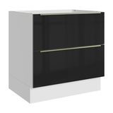 Bajo Mesada de Cocina 80 cm 2 Cajones (Sin Mesada) Blanco/Negro Lux Madesa