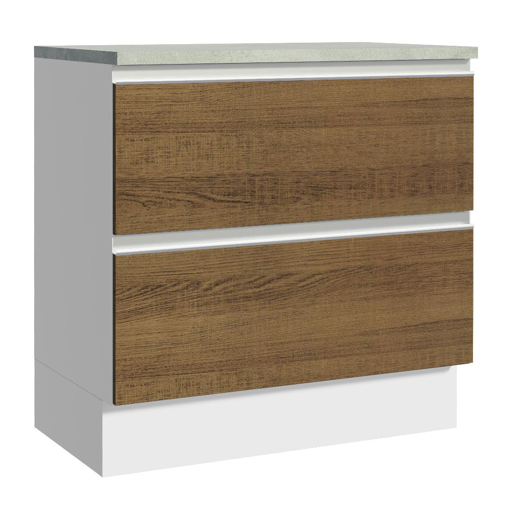 bajo mesada 80 cm 2 Cajones Blanco Glamy Madesa - Blanco