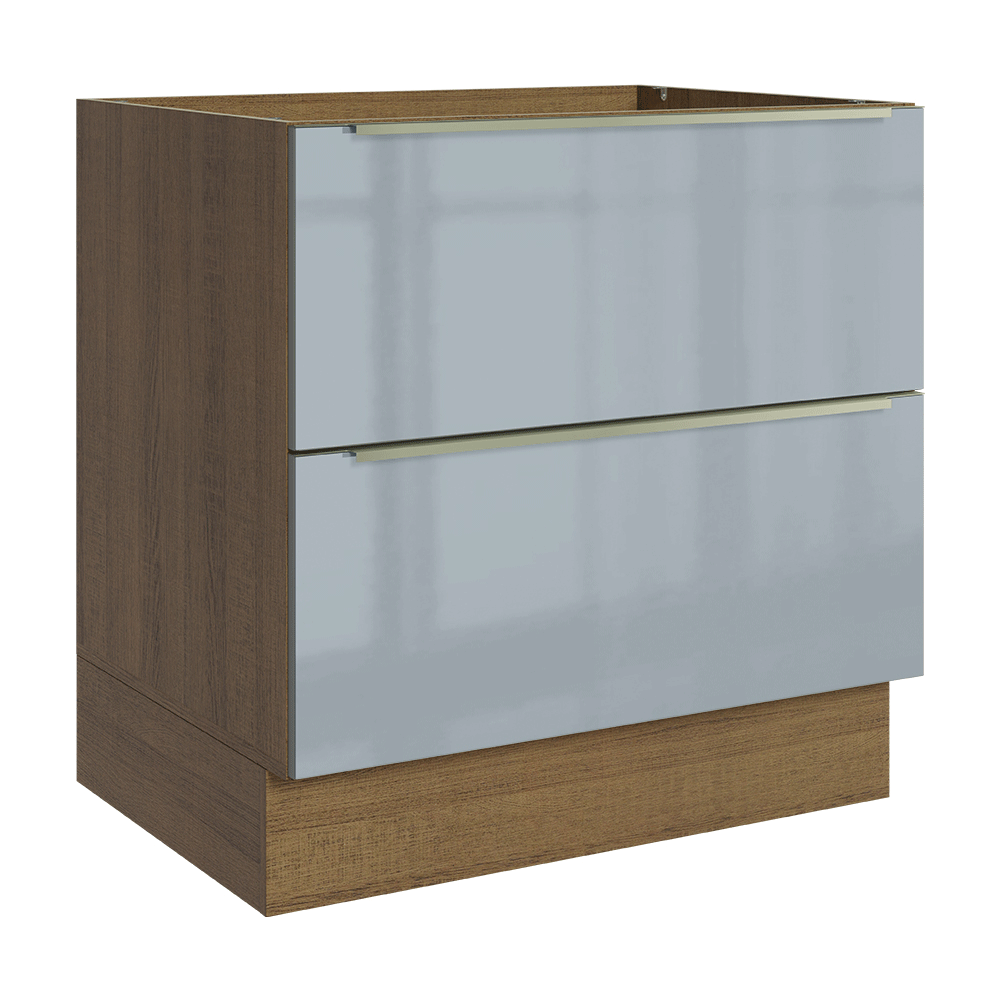 Bajo Mesada de Cocina 80 cm 2 Cajones (Sin Mesada) Marrón/Gris Lux Madesa