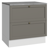 Bajo Mesada de Cocina 80 cm 2 Cajones Blanco/Gris Vik Madesa