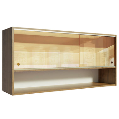 Alacena 105 cm 2 Puertas Corredizas de Vidrio Reflectivo y Nicho Marrón Emilly Madesa