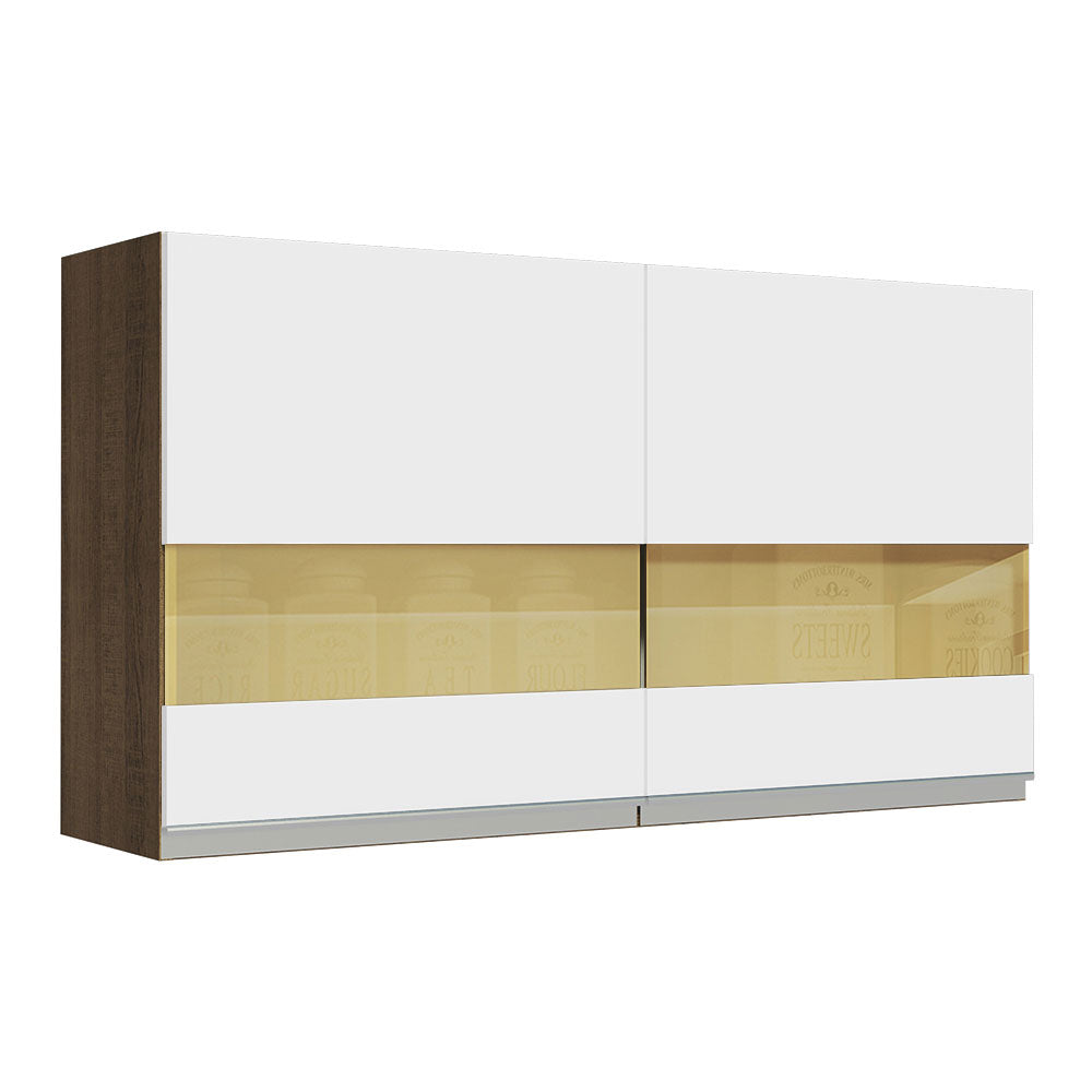 Alacena Madesa Glamy 120 cm 2 Puertas Con Vidrio Marrón/Blanco