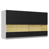 Alacena Cocina 100% MDF 120 cm 2 Puertas Vidrio Reflex Blanco/Negro Acordes Madesa