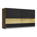 Alacena 120 cm 2 Puertas con detalle en vidrio Marrón/Negro Glamy Madesa