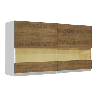 Alacena 120 cm 2 Puertas con Cristal Blanco/Marrón Glamy Madesa