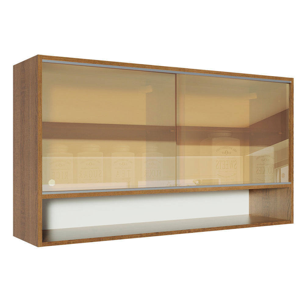 Alacena Madesa Glamy 2 Puertas Corredizas de Vidrio Reflectivo y 1 Nicho Marrón