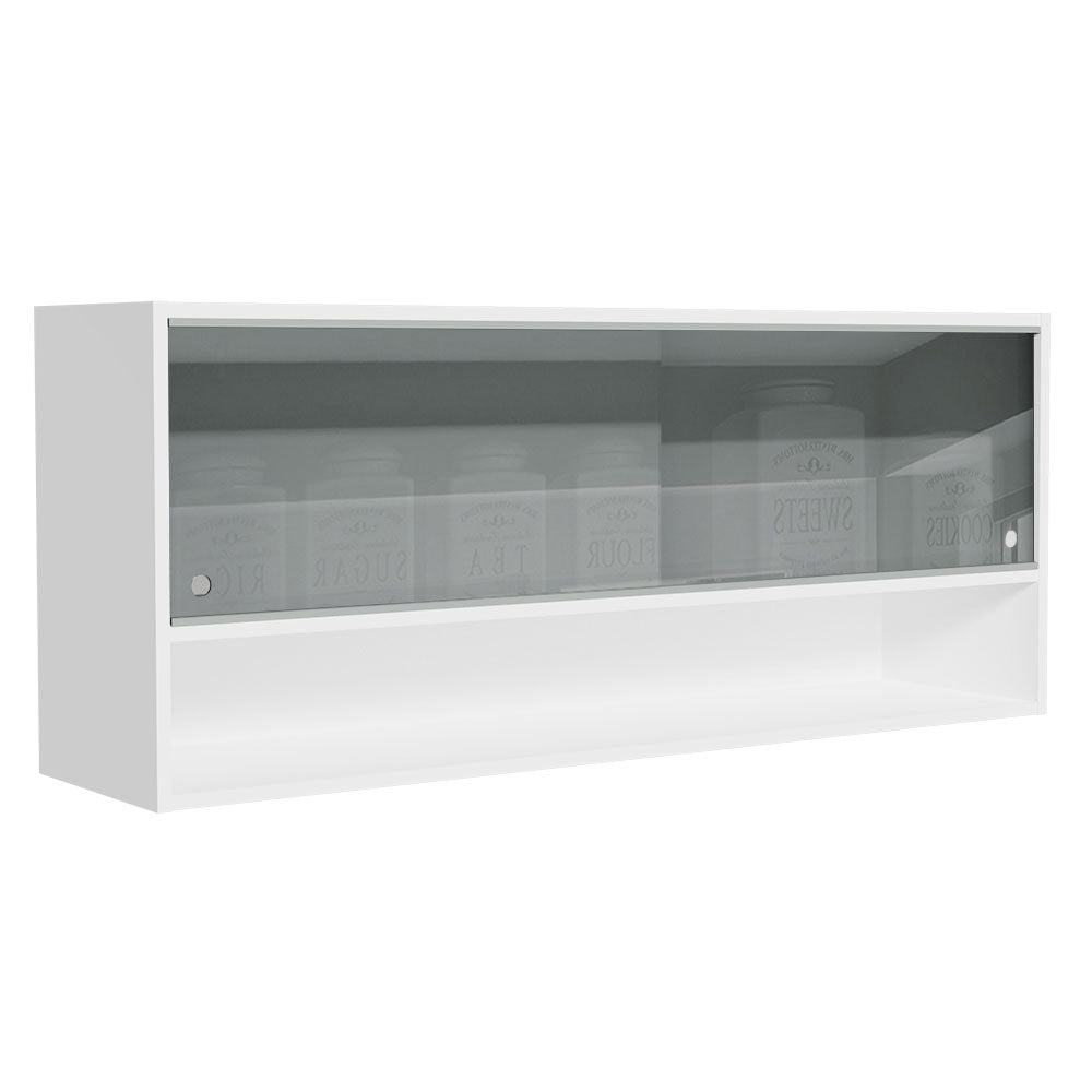 Alacena para Cocina 120 cm 2 Puertas Corredizas de Vidrio Neutral 1 Nicho Blanco para Cocinas Glamy, Lux e Reims Madesa